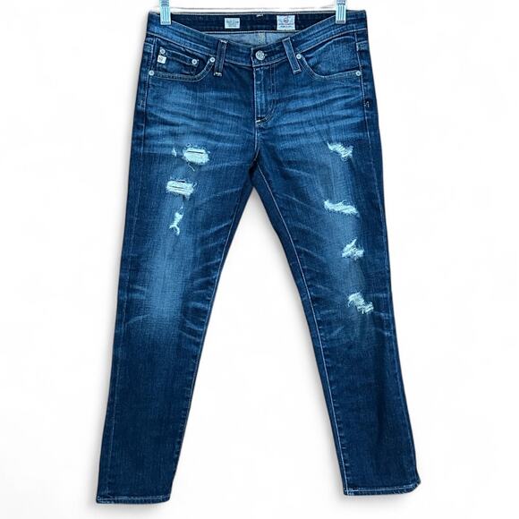 AG Adriano Goldschmied Stilt Crop Jeans Women’s Size 27 Distressed Made USA - Picture 1 of 13